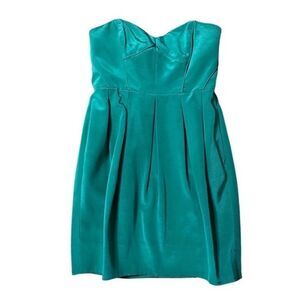 Shoshanna Green Taffeta Strapless Cocktail Dress
